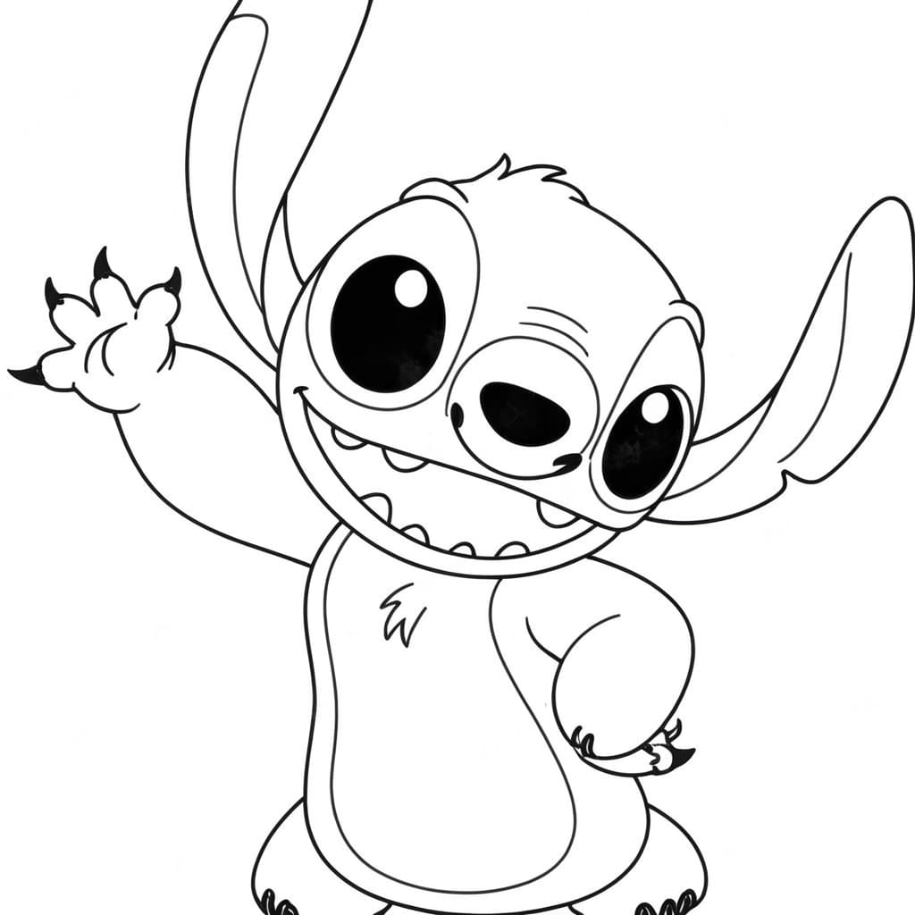Stitch Waving Coloring Page