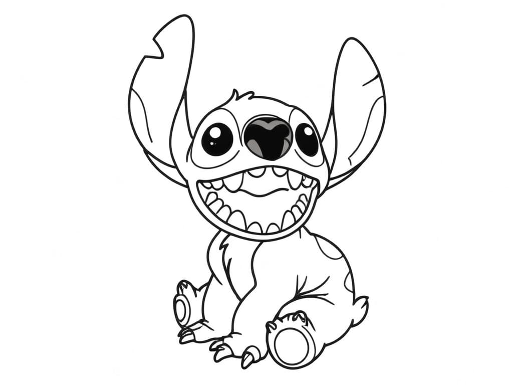 Stitch with a Big Tooth Coloring Page