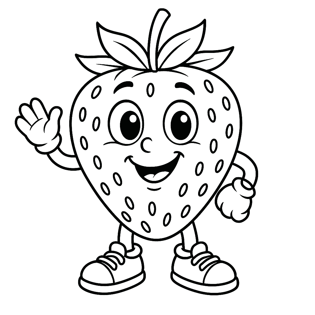 Happy strawberry coloring page