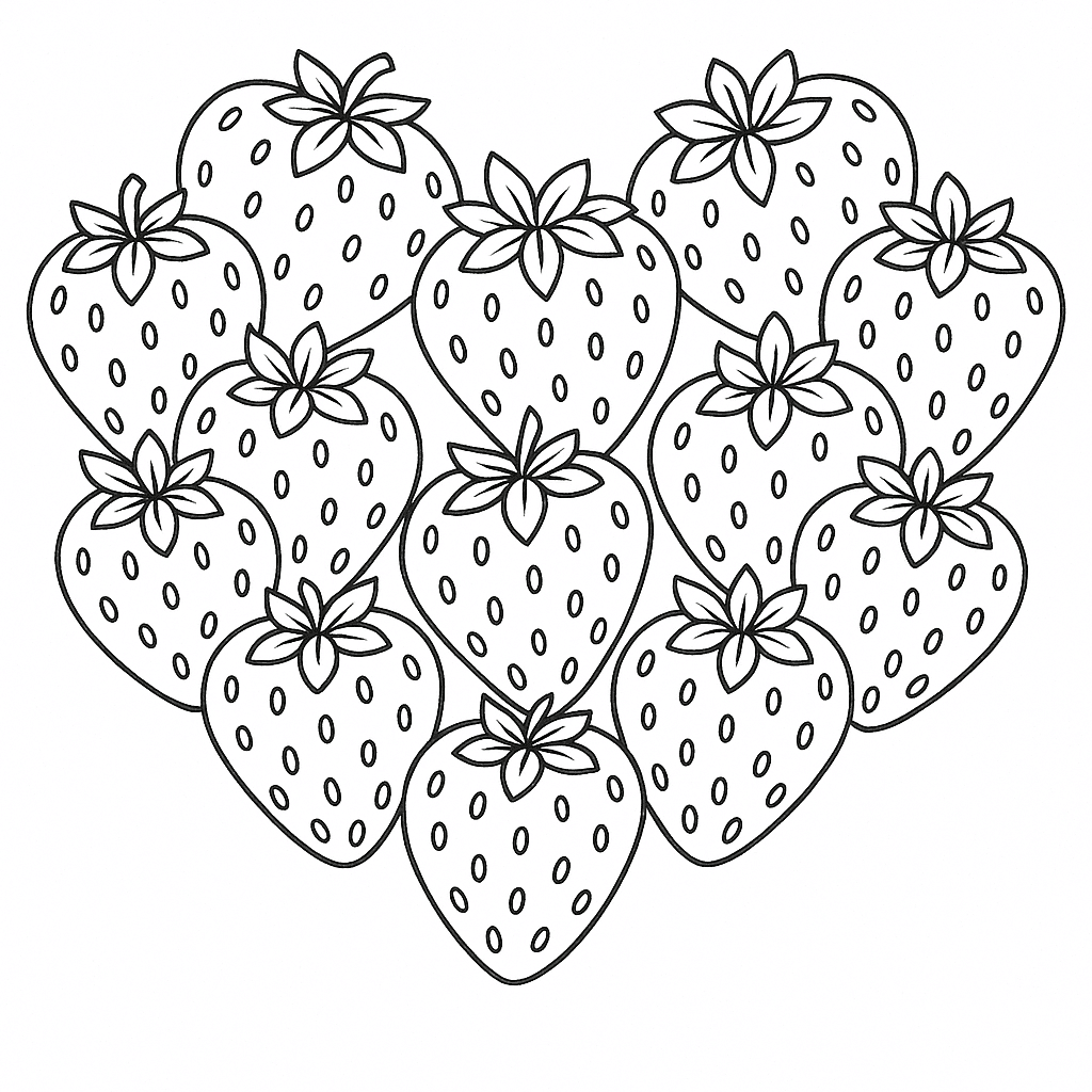 Strawberries group coloring page
