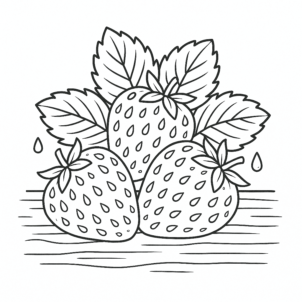 Strawberries on the table coloring page