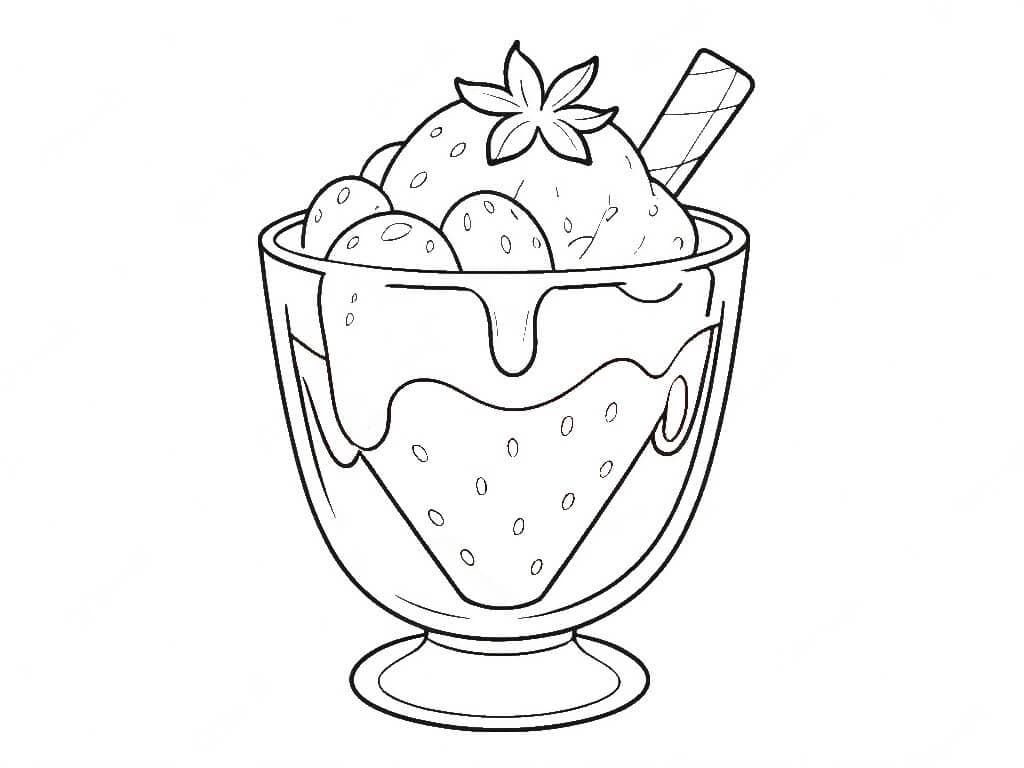 Strawberry dessert coloring page