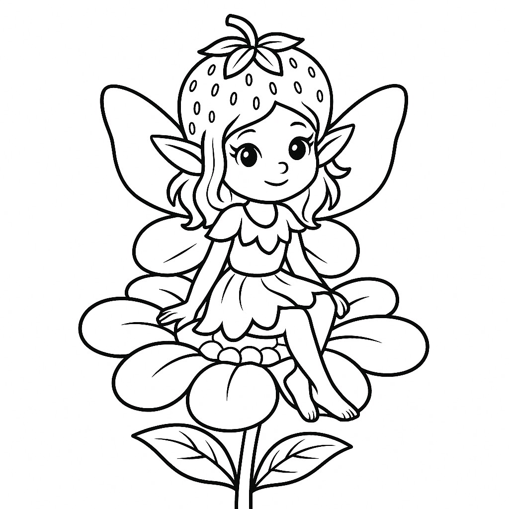Strawberry fairy coloring page