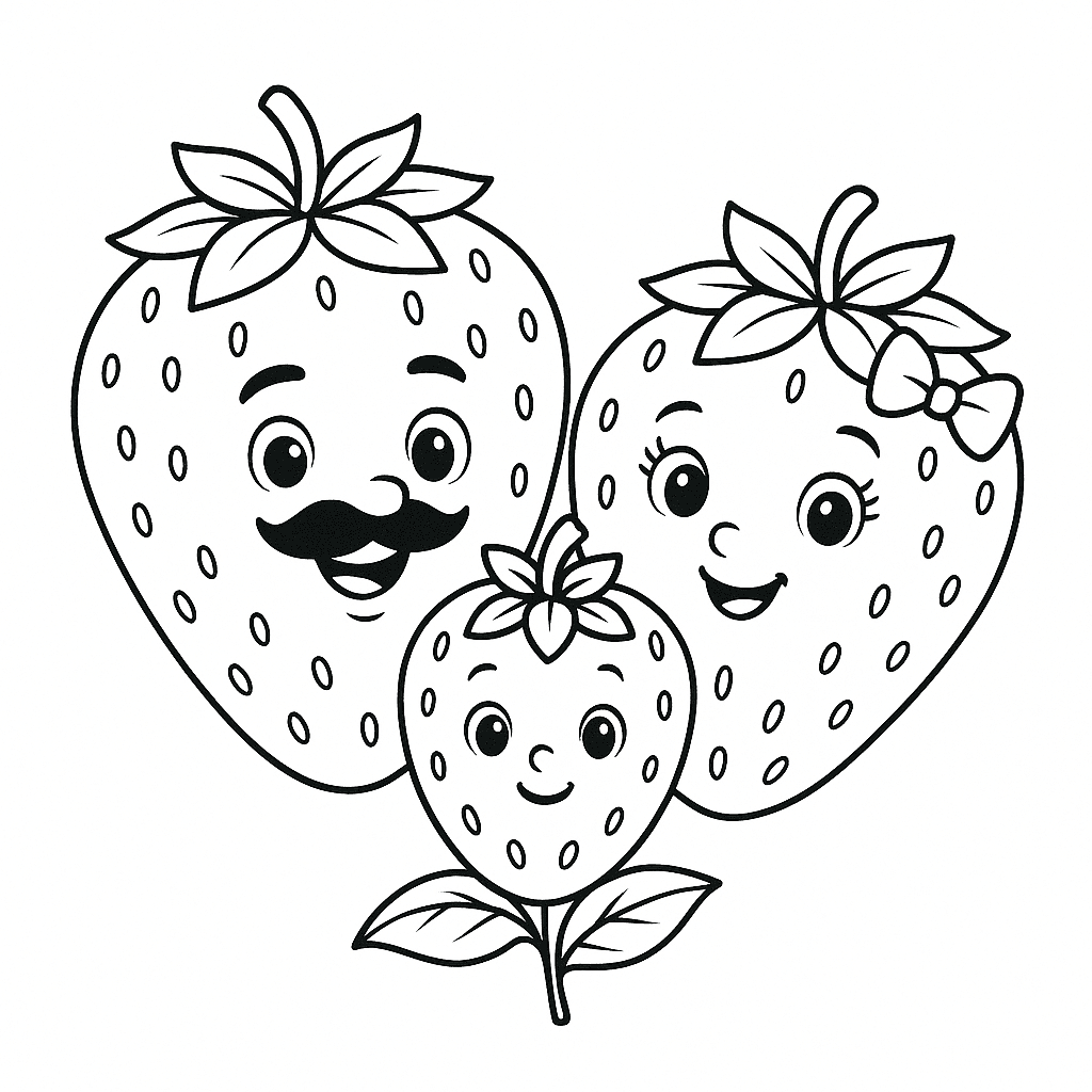 Strawberry family coloring page