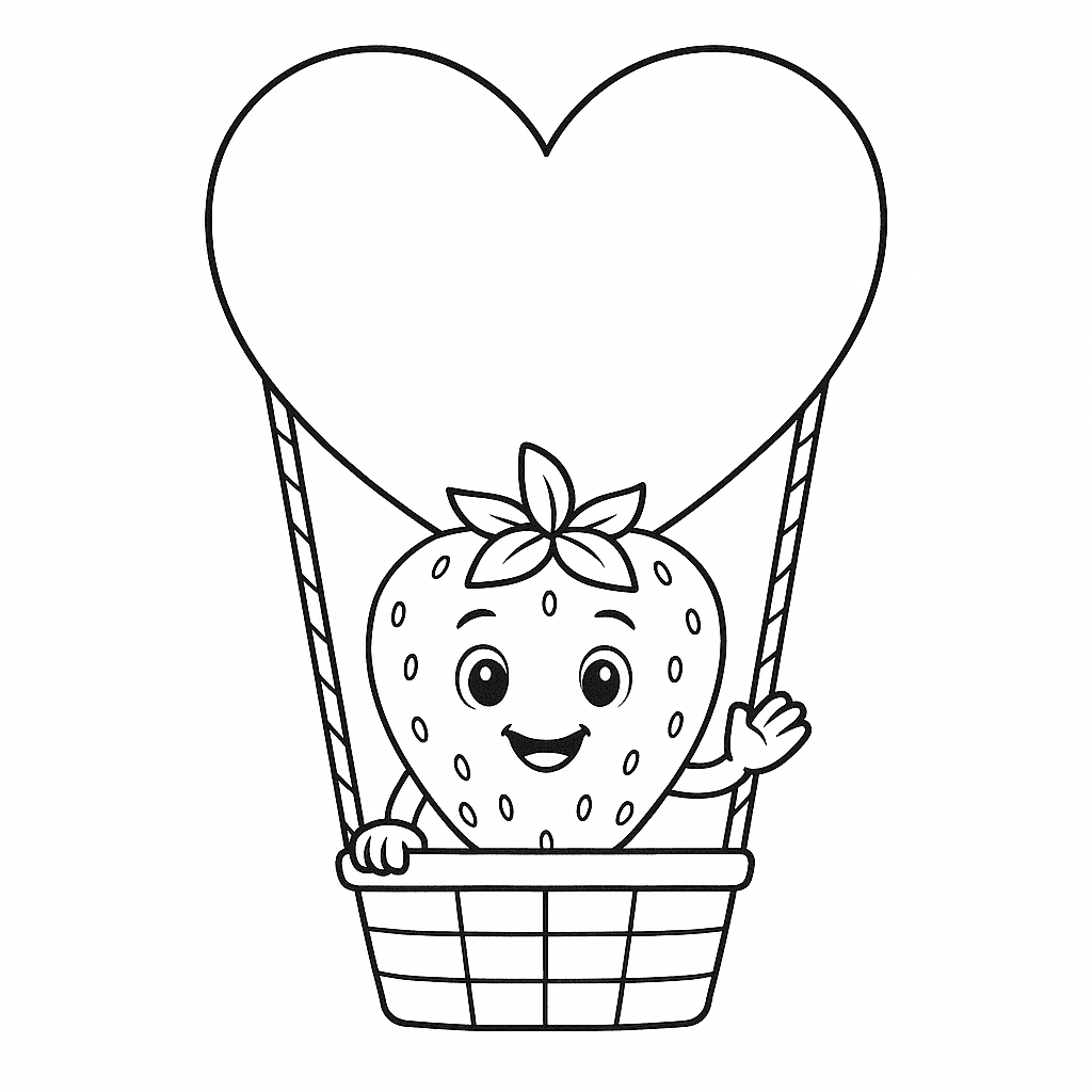 Strawberry in a decor balloon coloring page