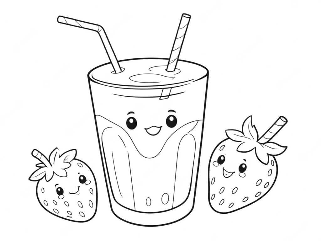 Strawberry juice coloring page