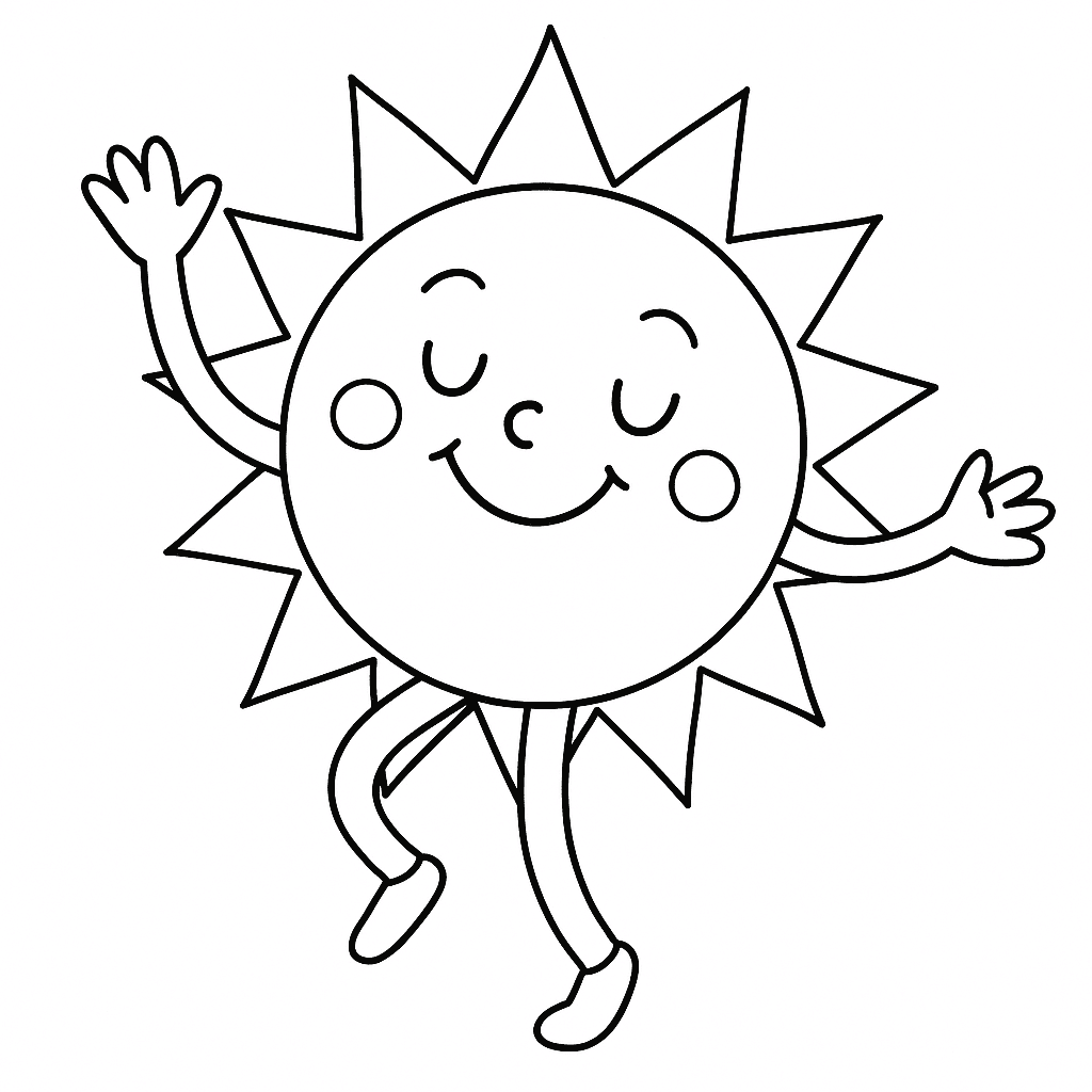 Dancing Sun Coloring Page