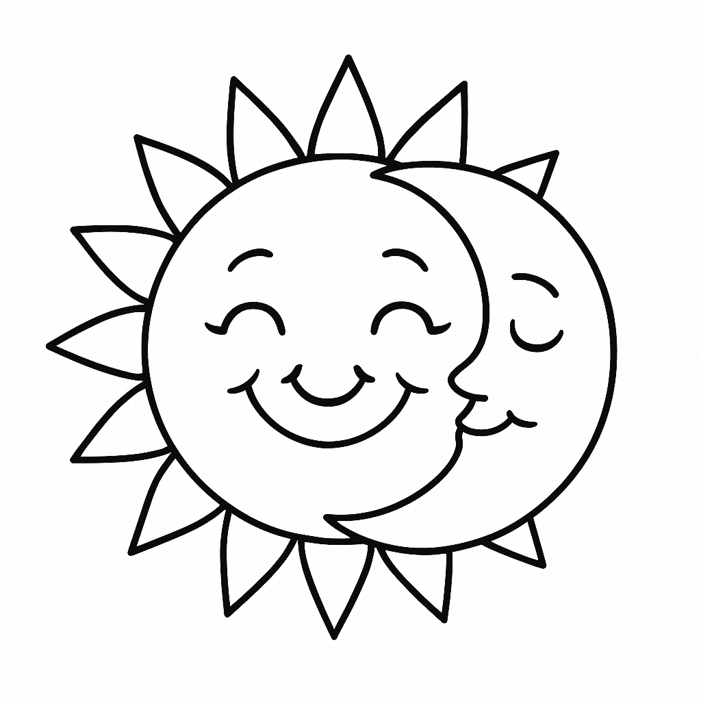Sun and Moon Coloring Page