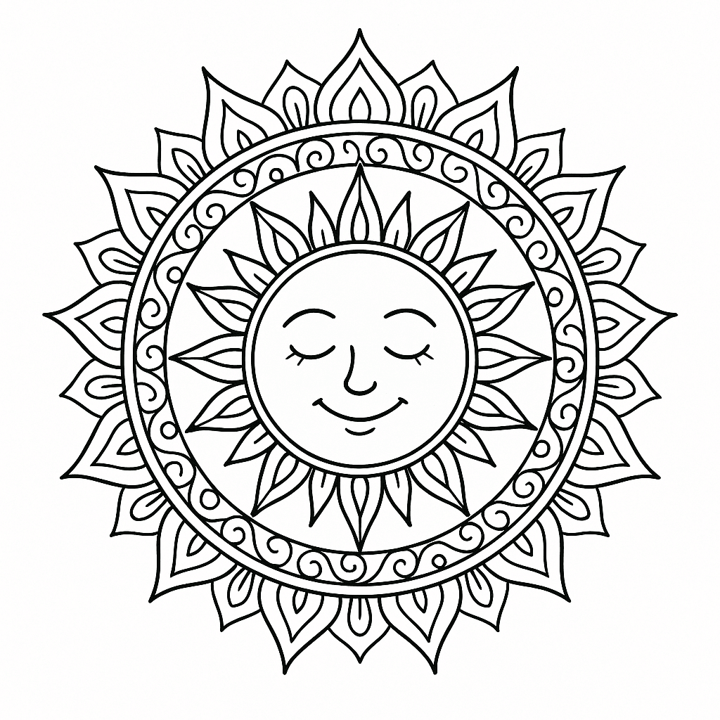 Sun Mandala Coloring Page