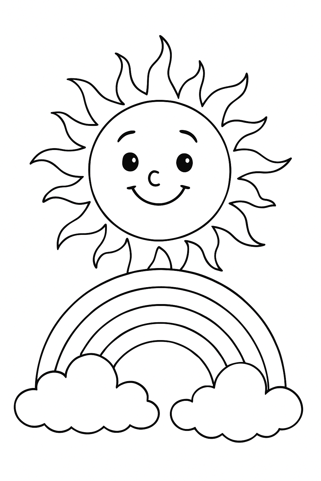 Sun with Rainbow Coloring Page