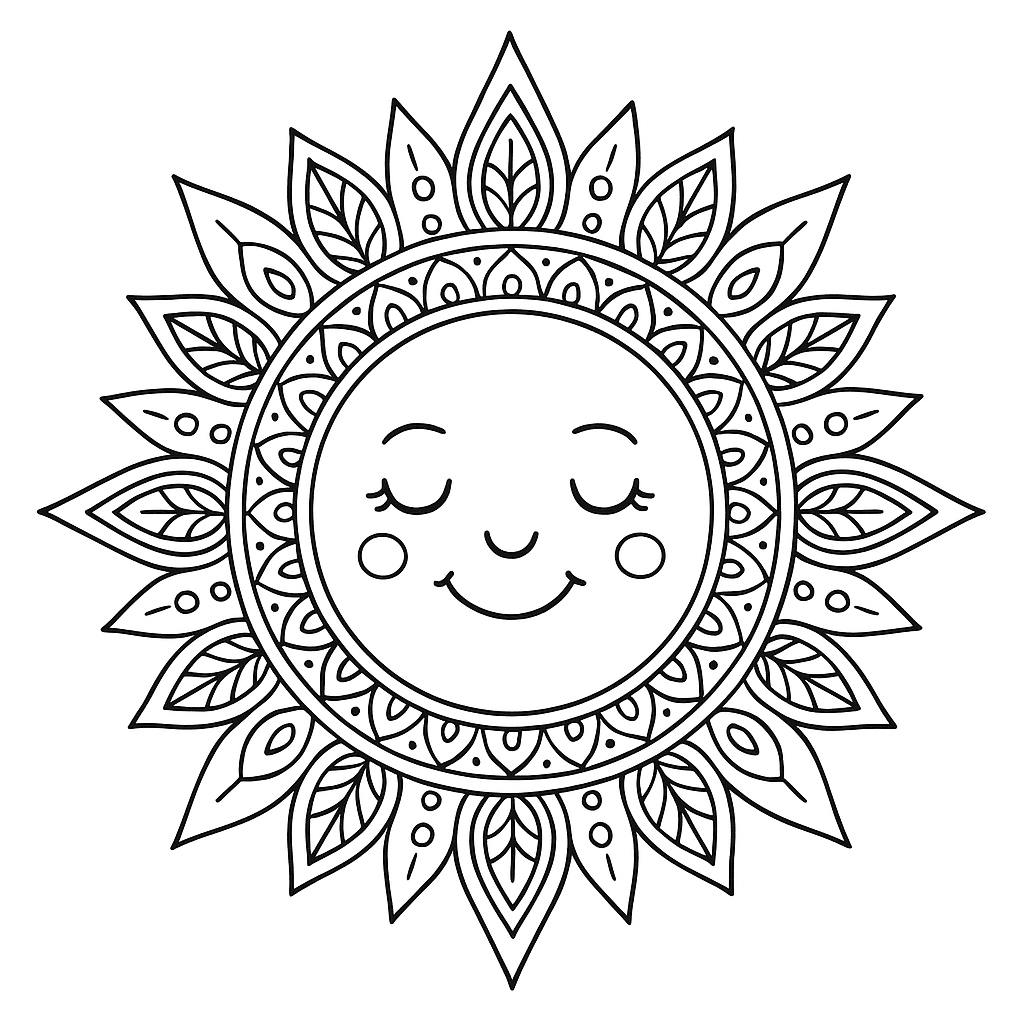 Sun with Sunglasses Coloring Page