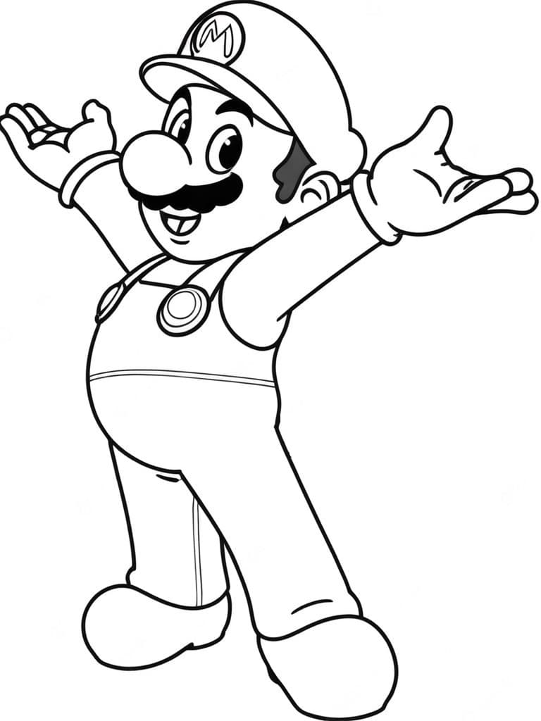 Happy Super Mario Coloring Page