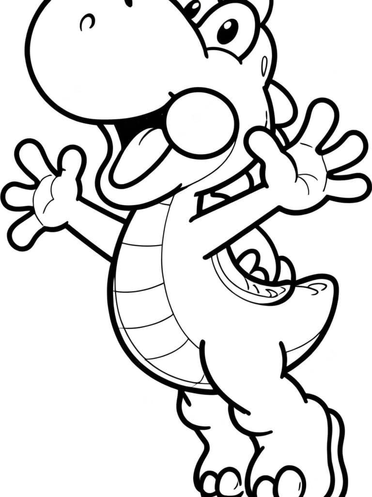 Happy Yoshi Coloring Page