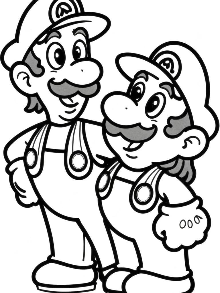 Mario and Luigi Coloring Page
