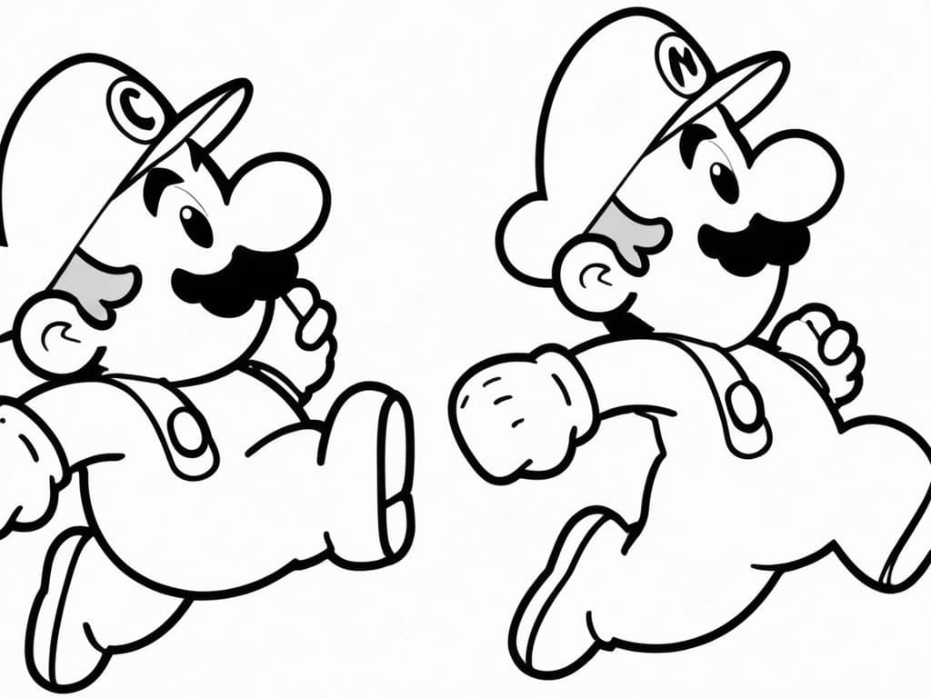 Mario and Luigi Pair Coloring Page