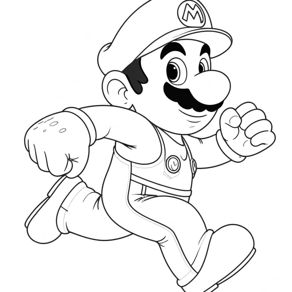 Super Mario Running Coloring Page
