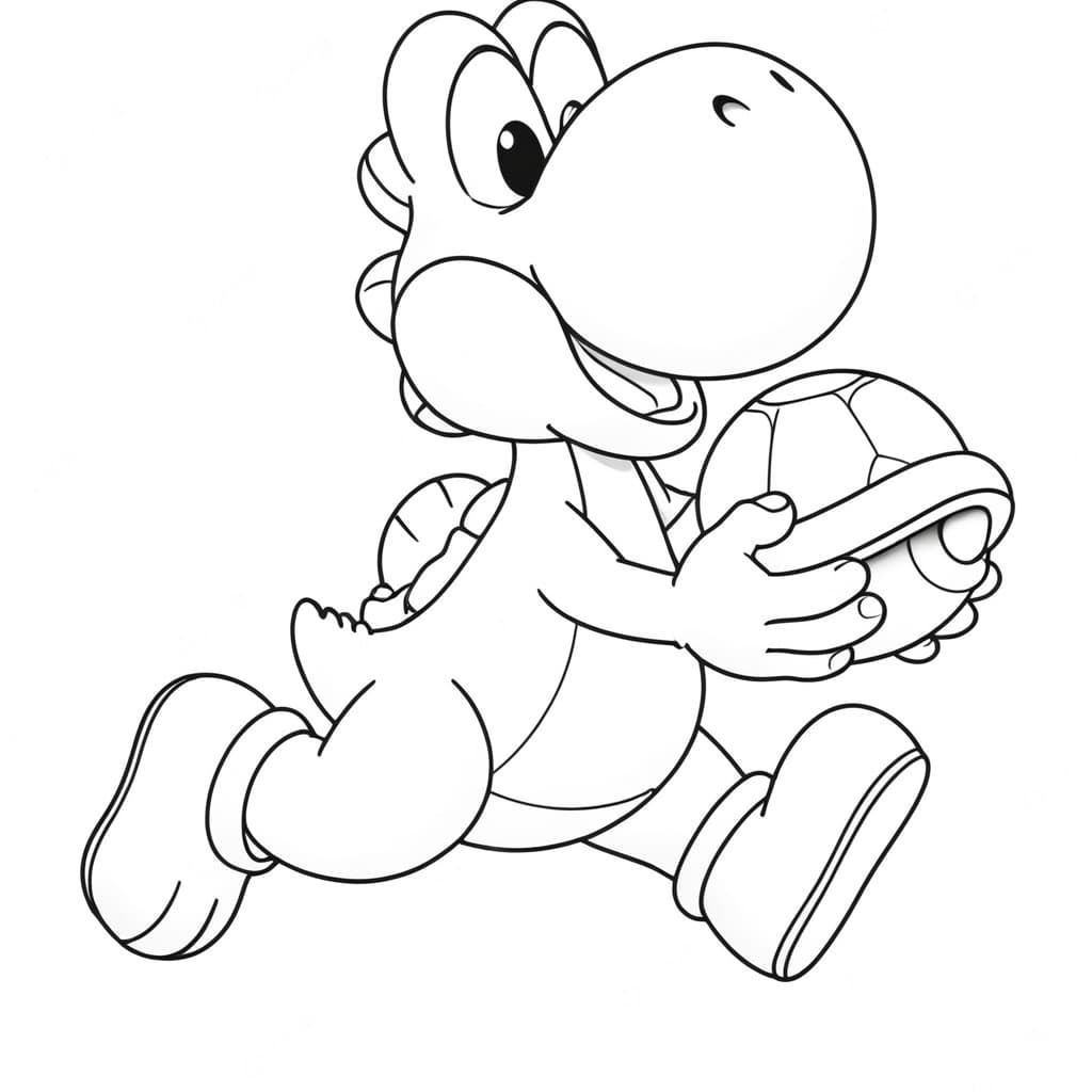 Yoshi with Mushroom Coloring Page