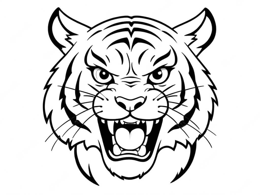 Angry Tiger Coloring Page