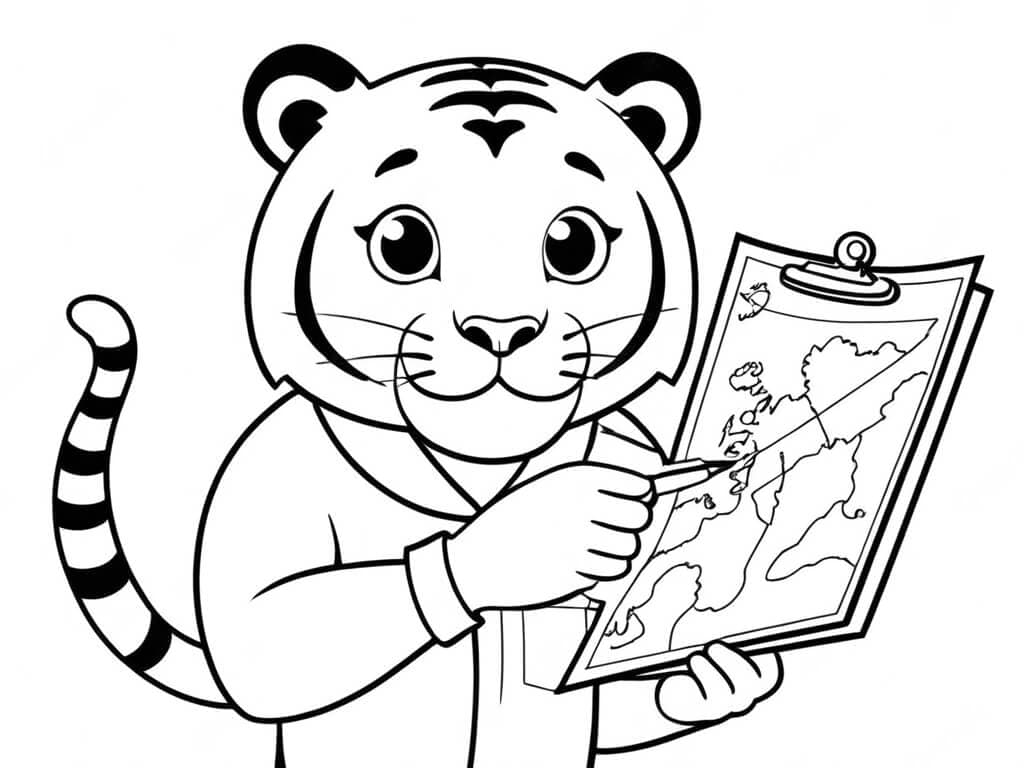 Teacher Tiger Coloring Page