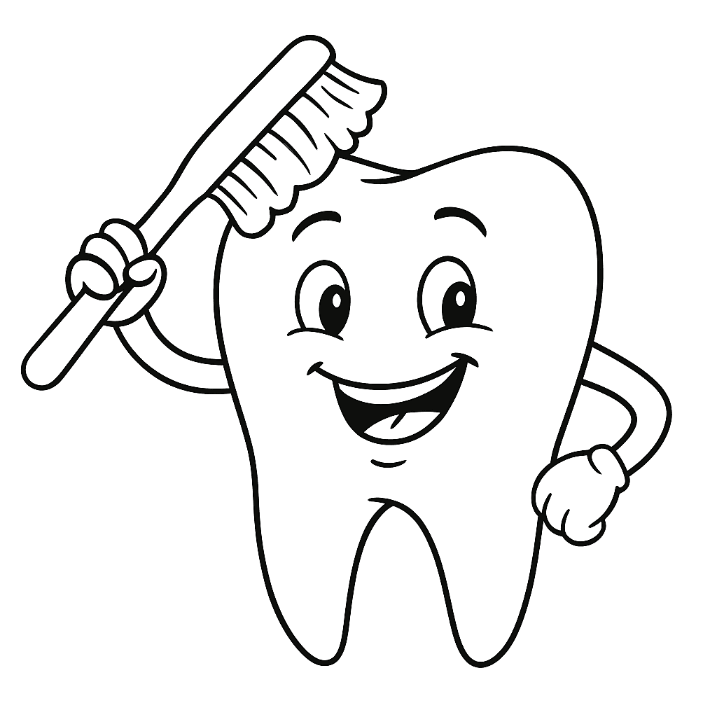 Brushing teeth coloring page