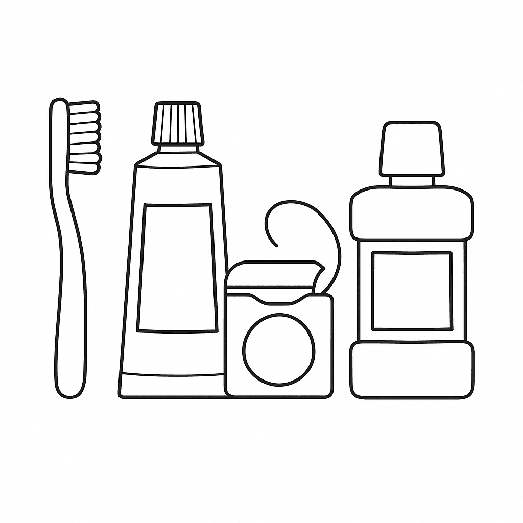 Dental care kit coloring page