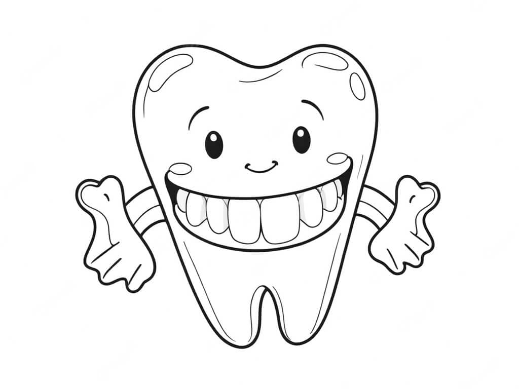 Funny tooth coloring page