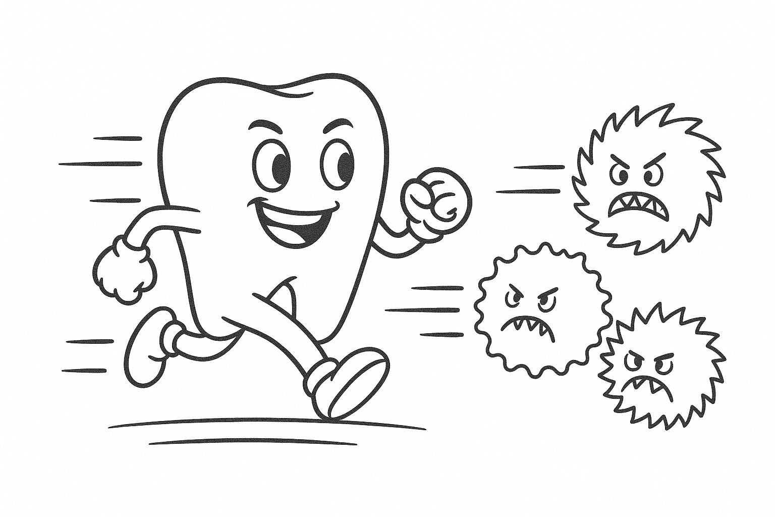 Healthy tooth vs plaque coloring page