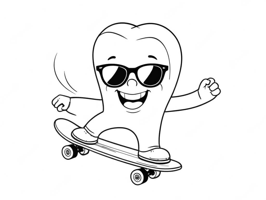 Skateboard tooth coloring page
