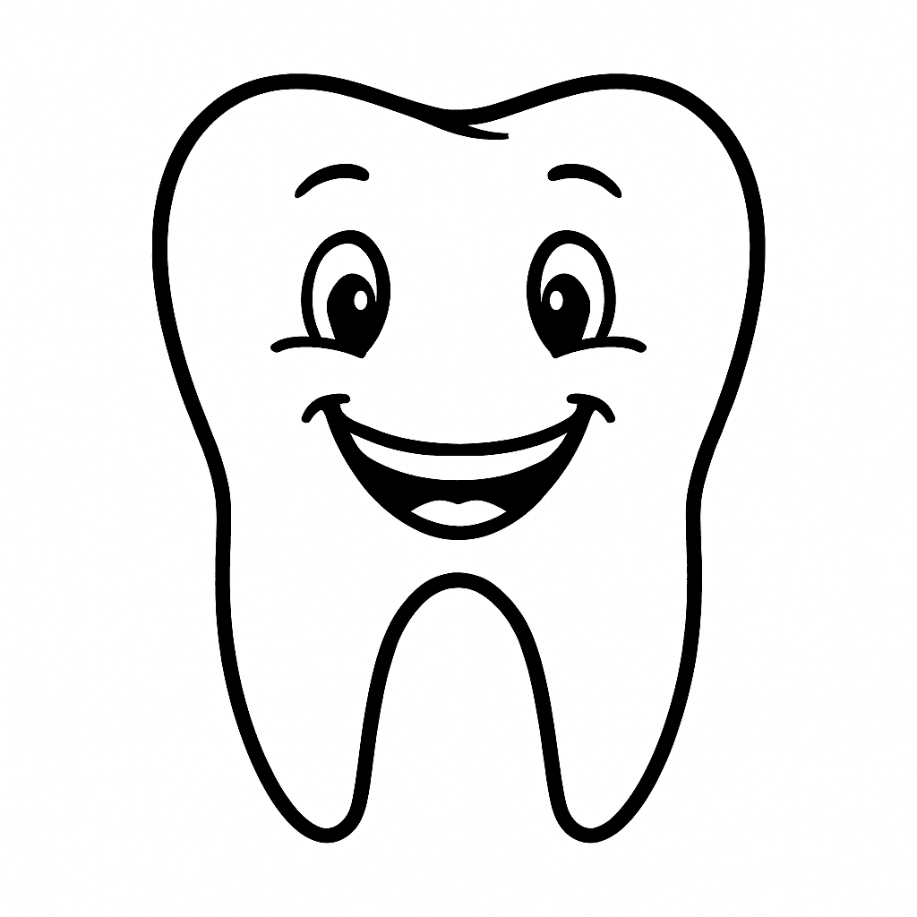 Smiling tooth coloring page