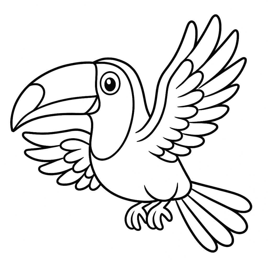 Flying Toucan Coloring Page