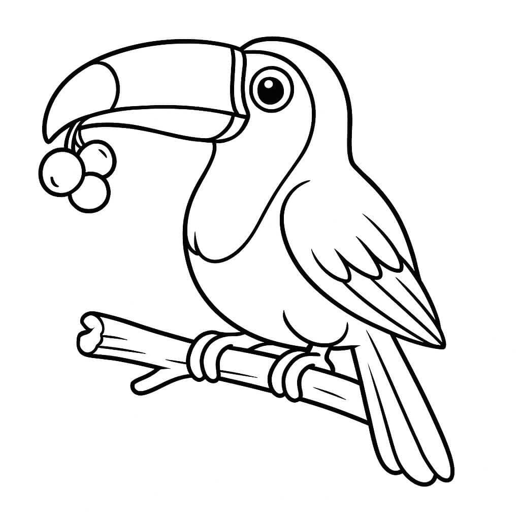 Toucan with Fruit Coloring Page