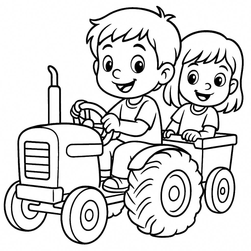 Toy Tractor for Kids Coloring Page