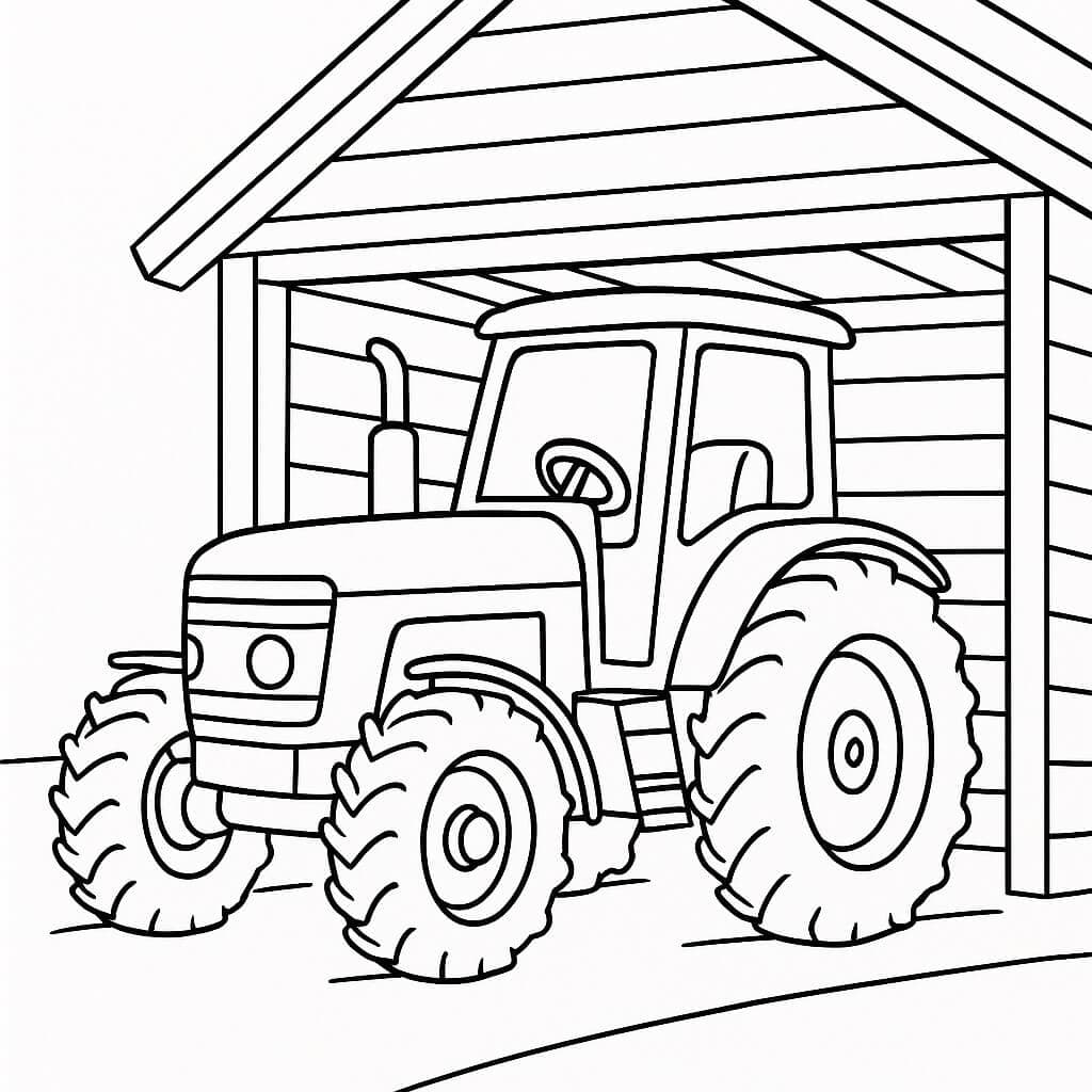 Tractor in the Garage Coloring Page