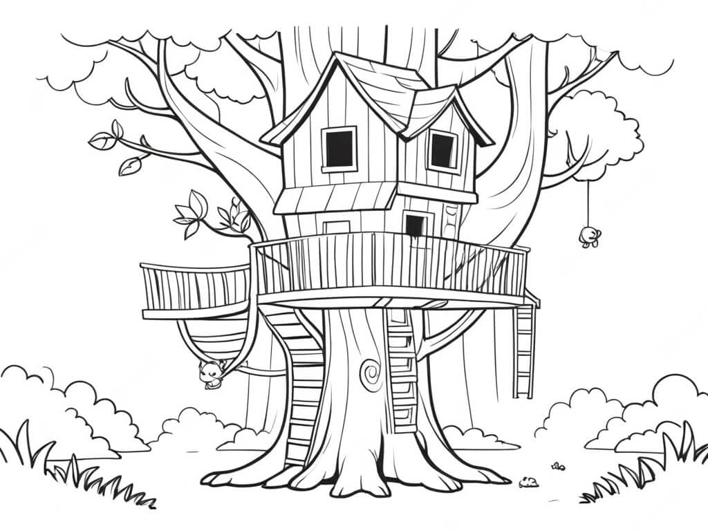 Crazy Treehouse Coloring Page