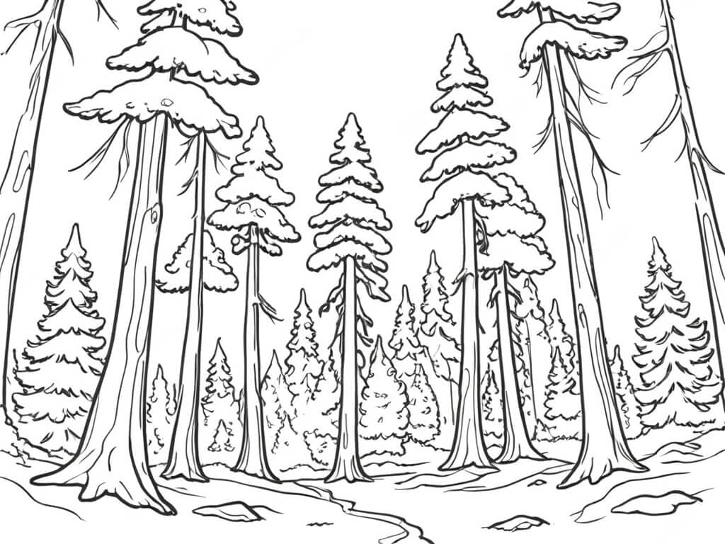 Fir Forest Coloring Page