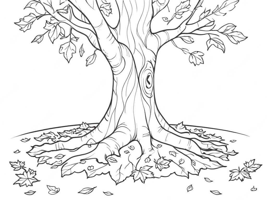 Leaves on the Ground Coloring Page