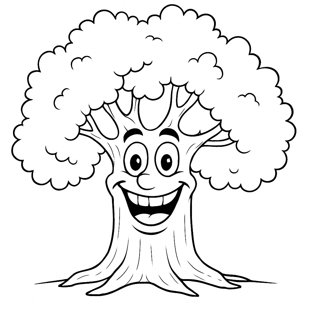 Smiling Tree Coloring Page