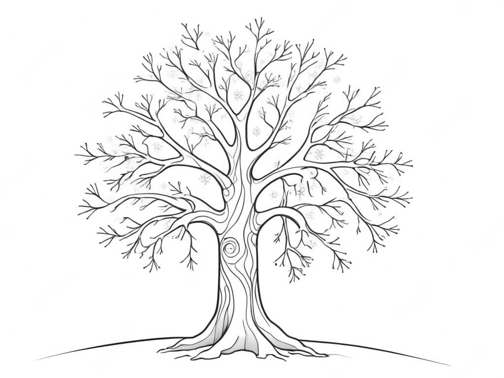 Tree in Winter Coloring Page