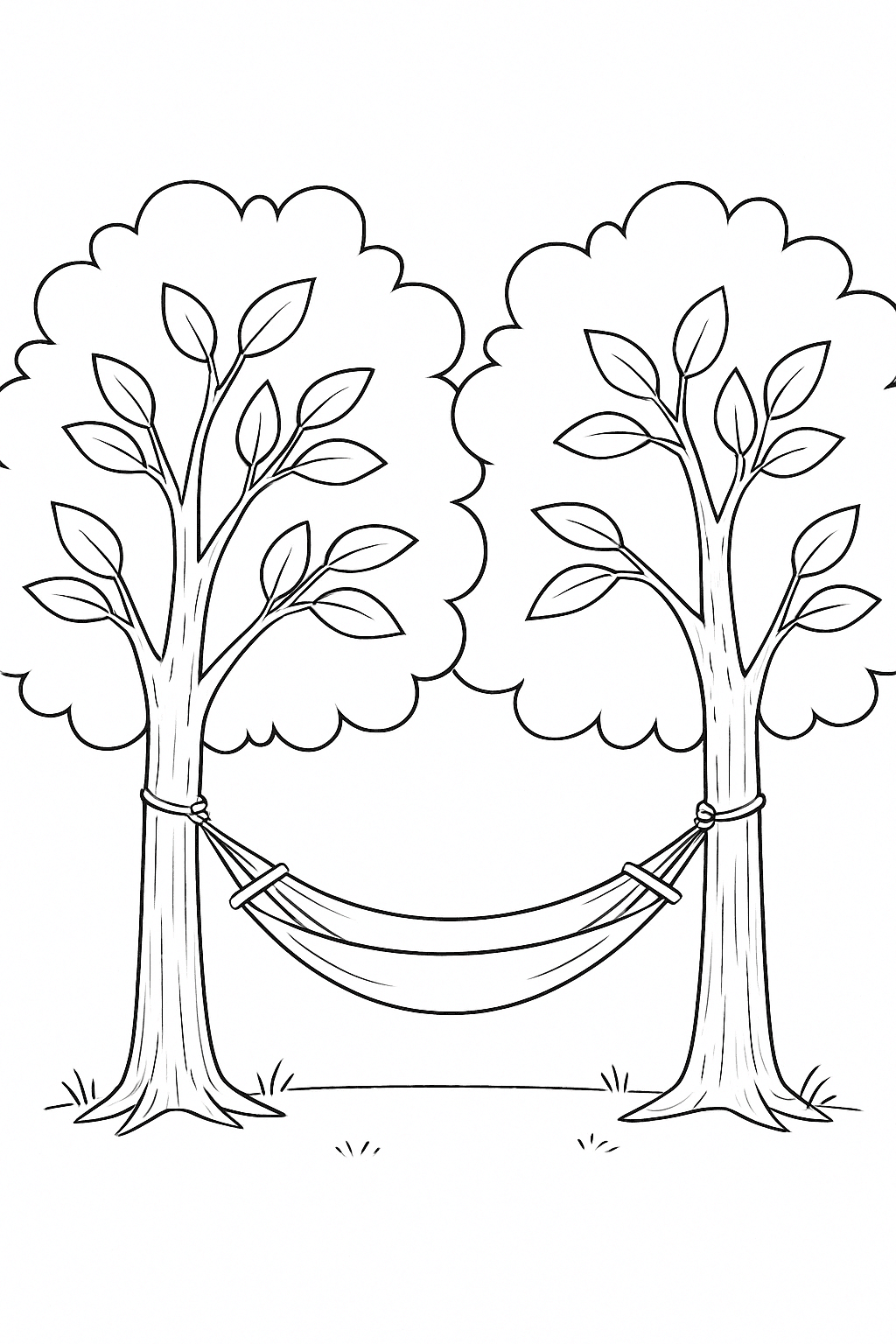 Trees with Hammock Coloring Page
