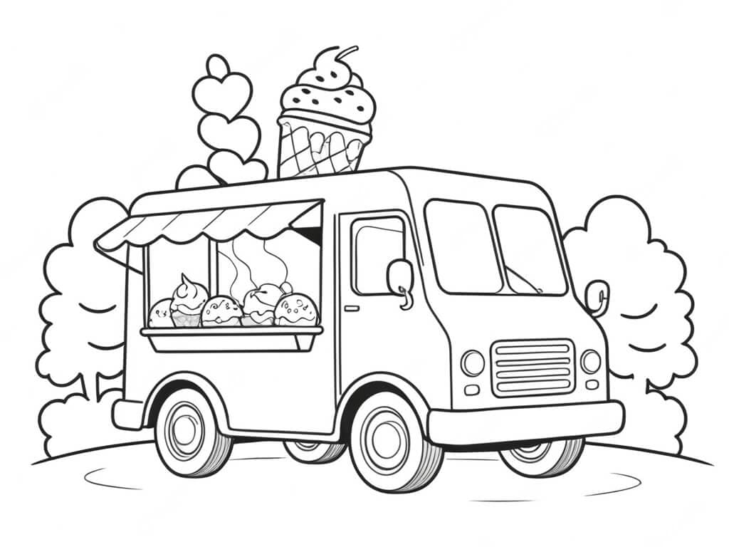 Ice Cream Truck Coloring Page