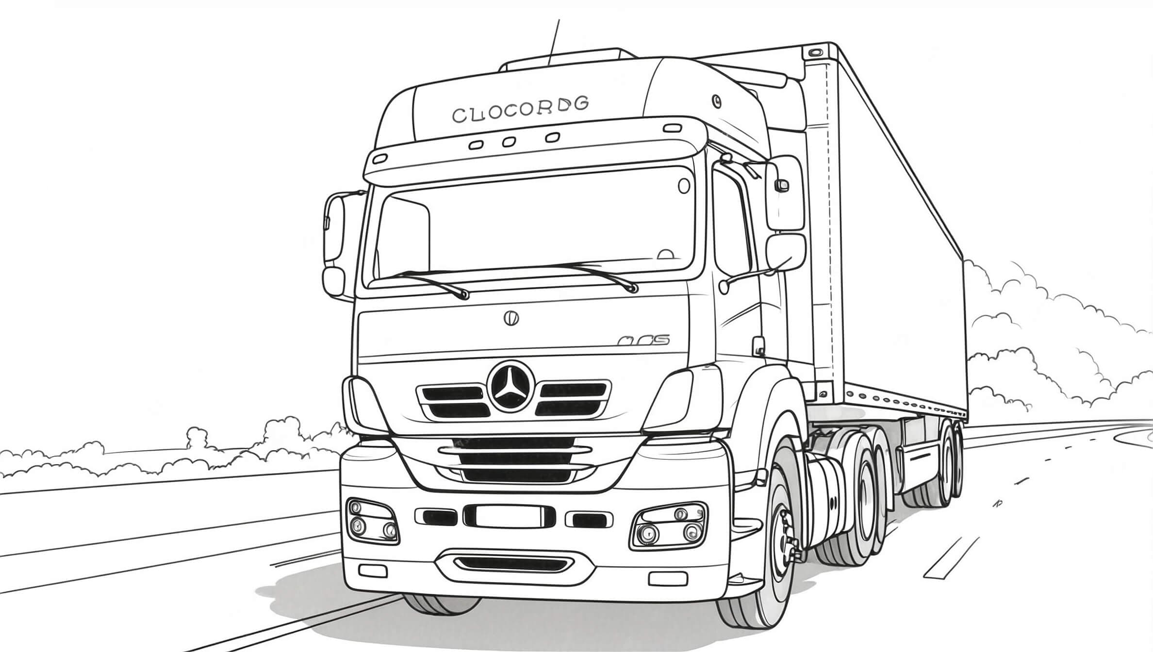 Mercedes Truck on the Road Coloring Page
