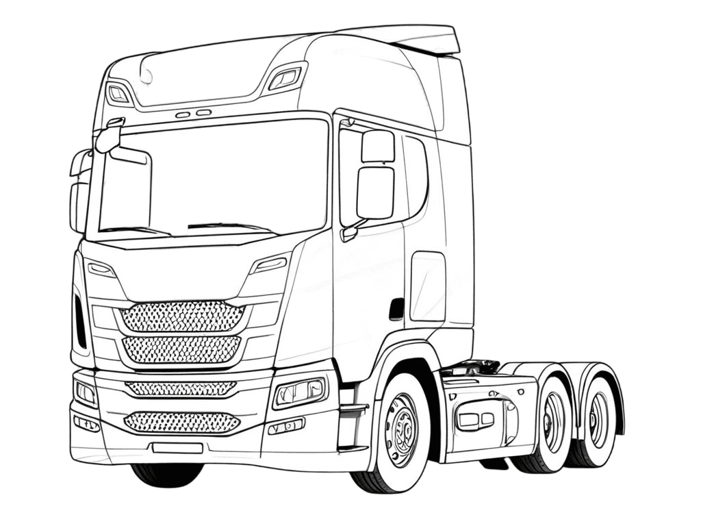 Red Scania Truck Coloring Page