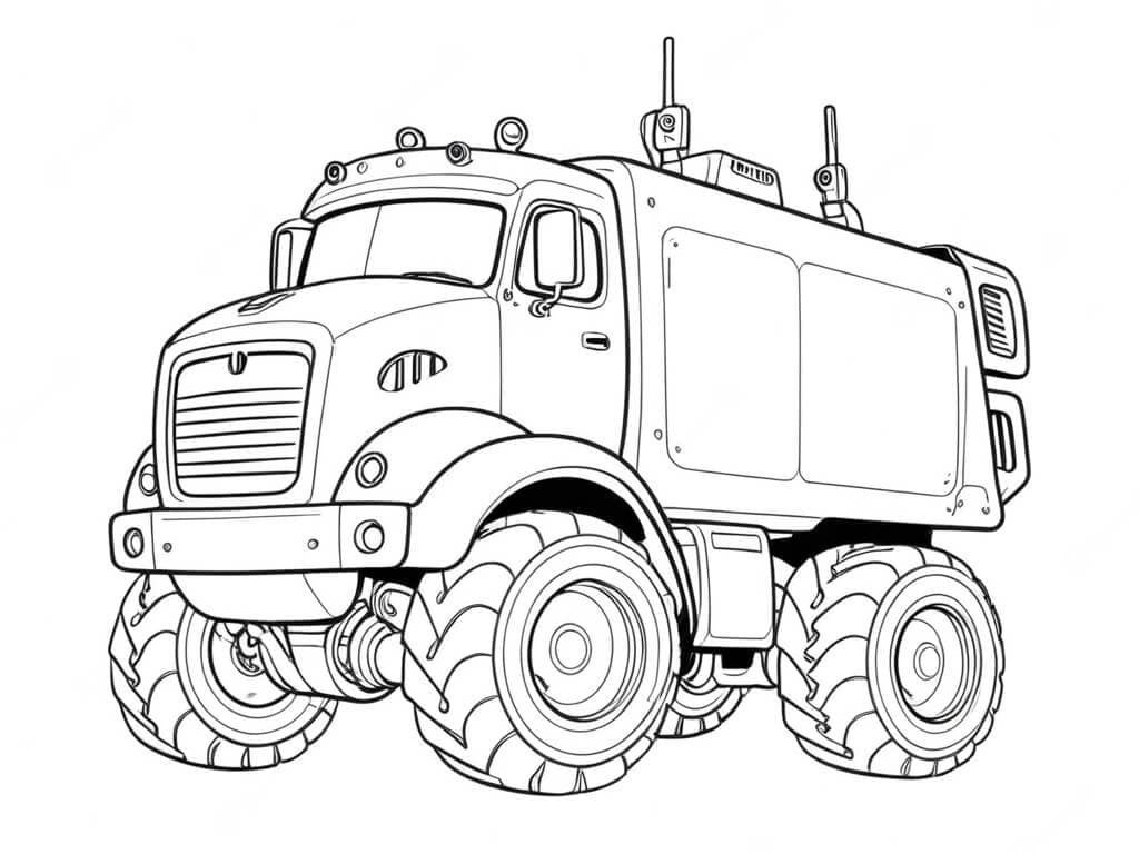 Robot Truck Coloring Page