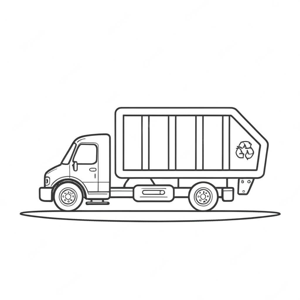 Simple Garbage Truck Coloring Page