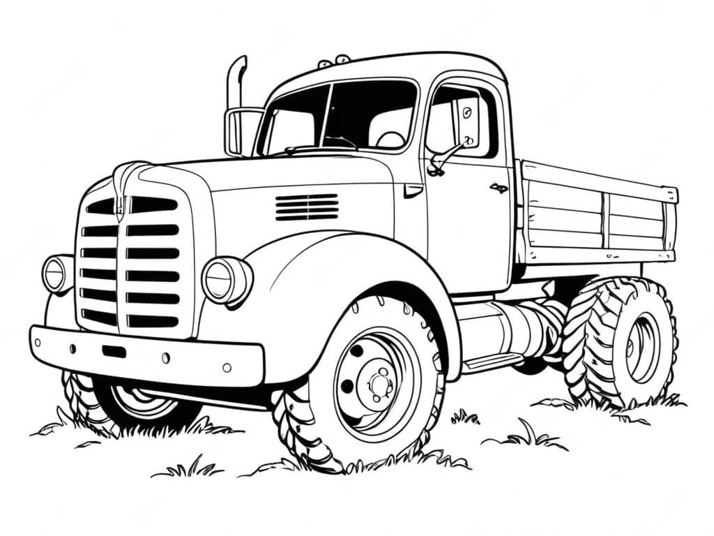 Truck on the Farm Coloring Page