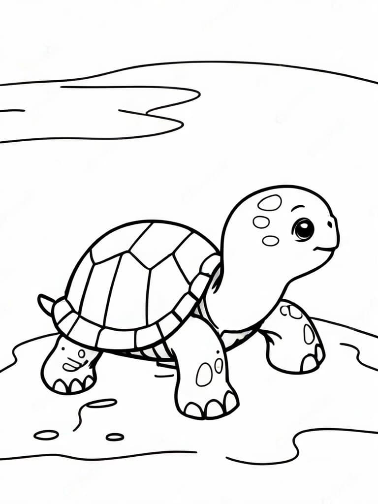 Baby Turtle on the Beach Coloring Page