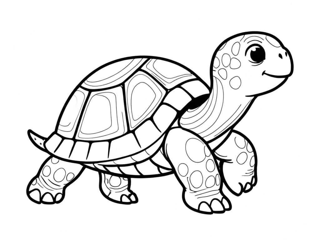 Happy Turtle Coloring Page