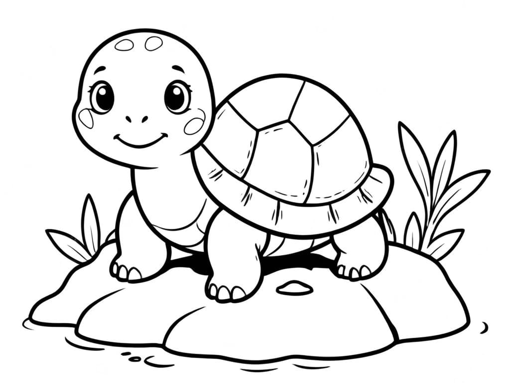 Turtle on a Rock Coloring Page