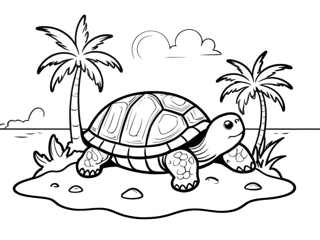 Turtle on the Beach Coloring Page