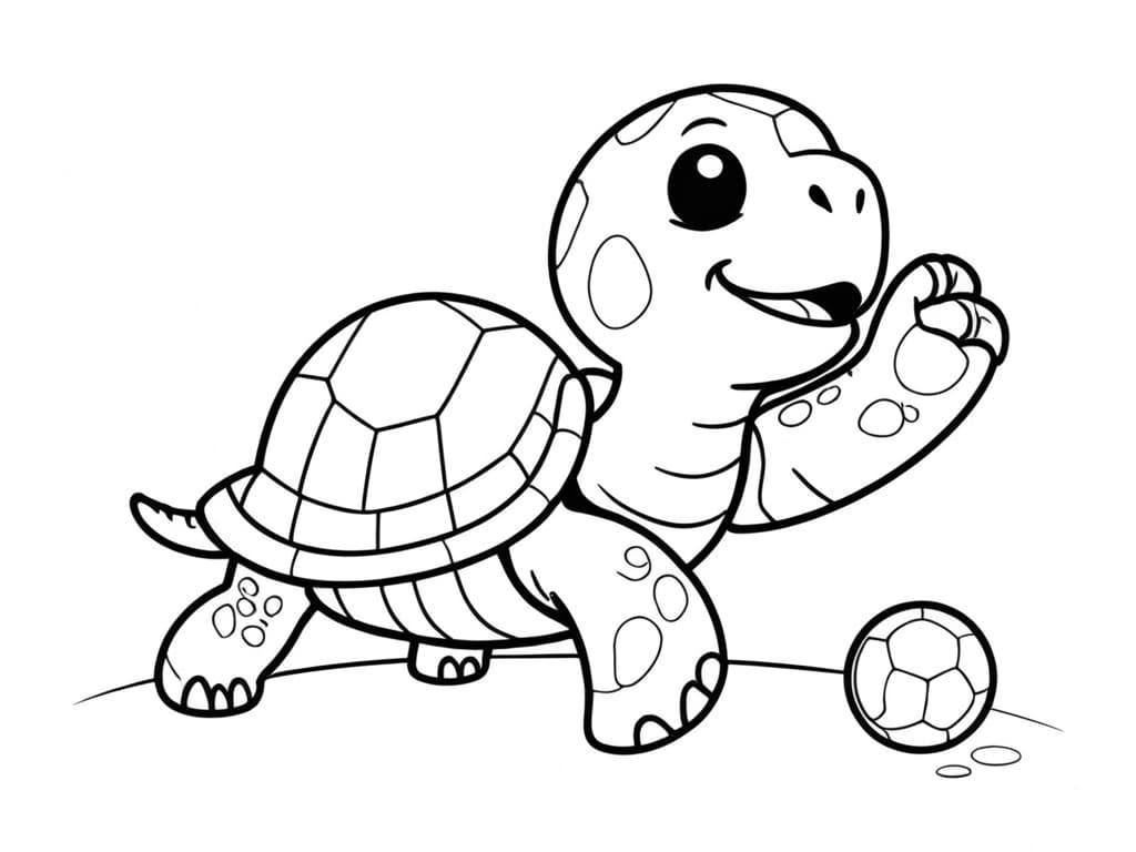 Turtle Playing Soccer Coloring Page